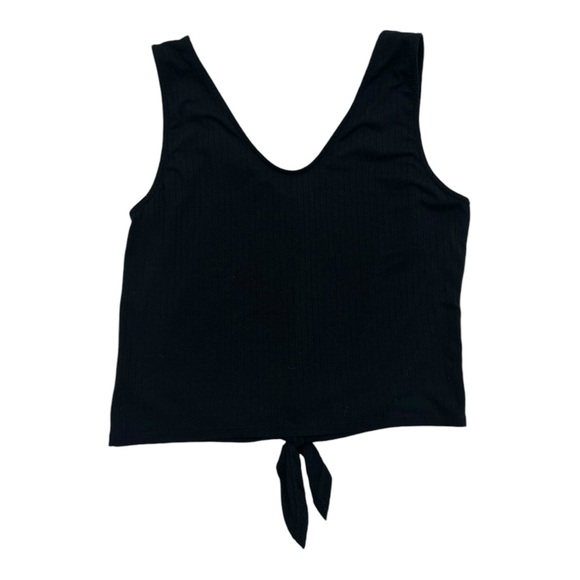 Elodie Black Ribbed Button Tank Tie Front Womens Large - Picture 5 of 5